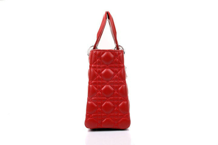 lady dior lambskin leather bag 6322 red with silver hardware